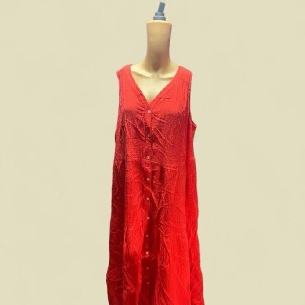 Style & Co Plus Size Sleeveless Button Front Maxi Dress Tropical Punch US 2X